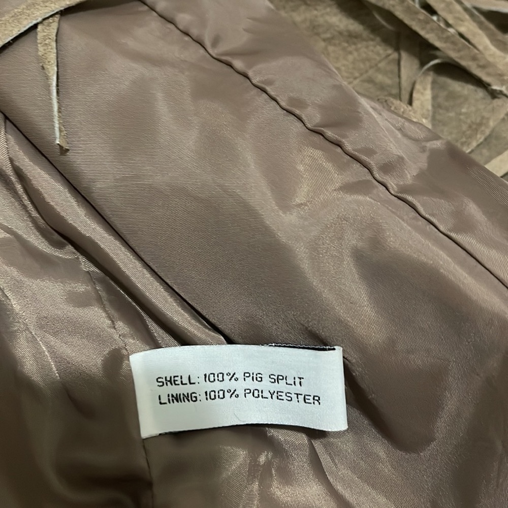 Fringe Suede Leather Jacket. Light brown/beige. Very cool. Size XL. Like new. - Picture 15 of 16